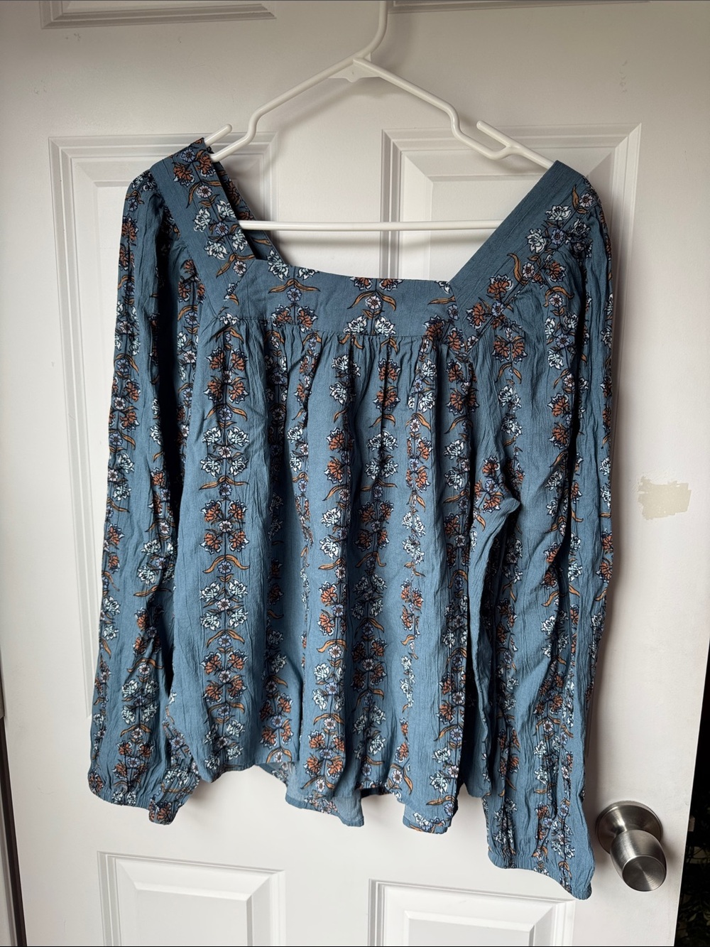 Sonoma Blue Floral Square-Neck Blouse